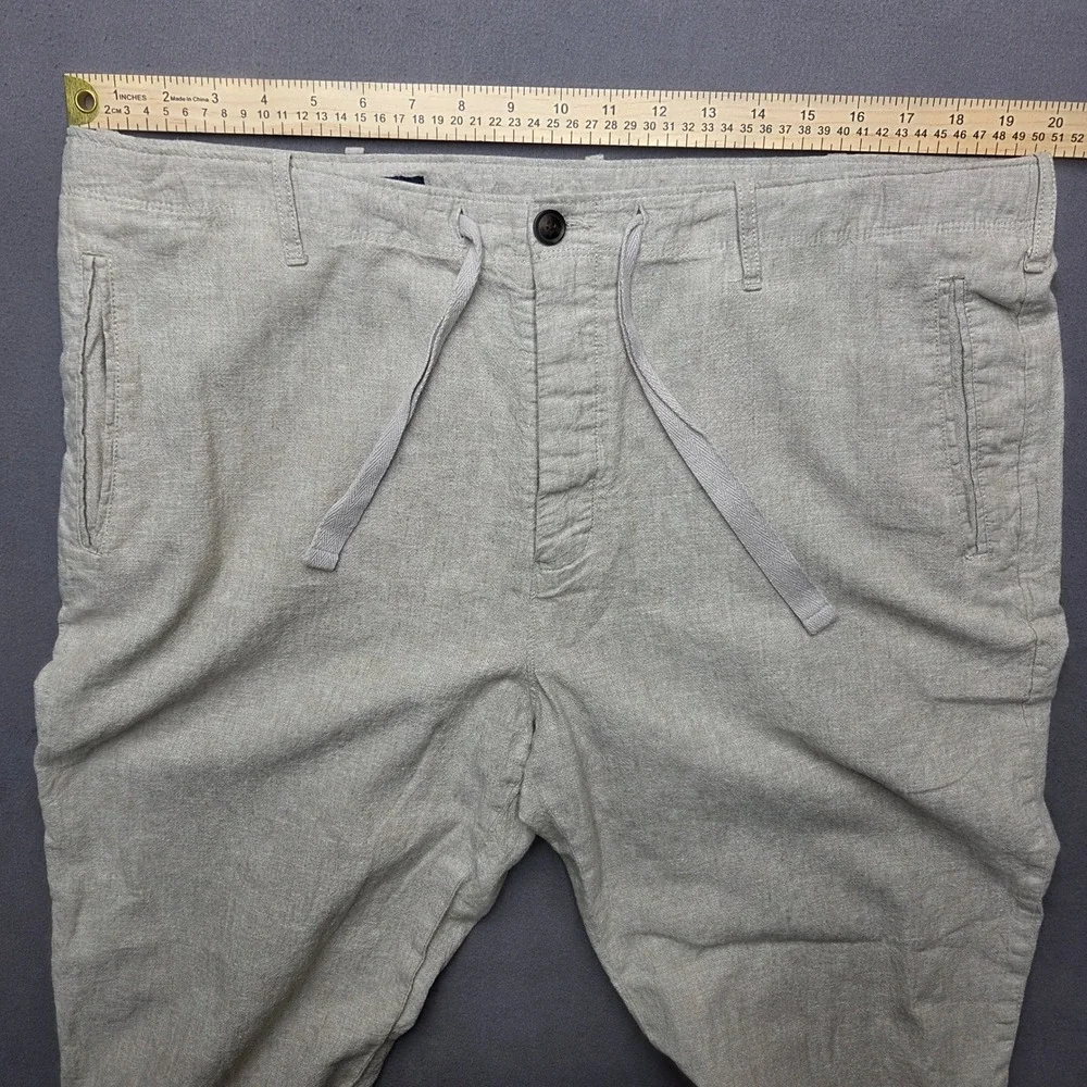 Perry Ellis Mens 38x30 Linen Blend Drawstring Pants Beige Straight Leg Size